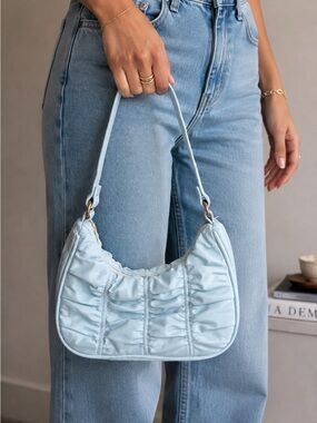 Baby Blue Ruched Shoulder Bag Y2K